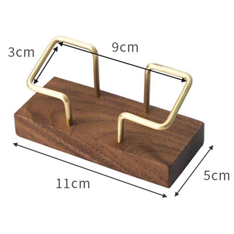 2X Walnut Brass Business Card Holder Wooden Business Card Holder Metal Business Card Rack Solid Wood Card Note Box