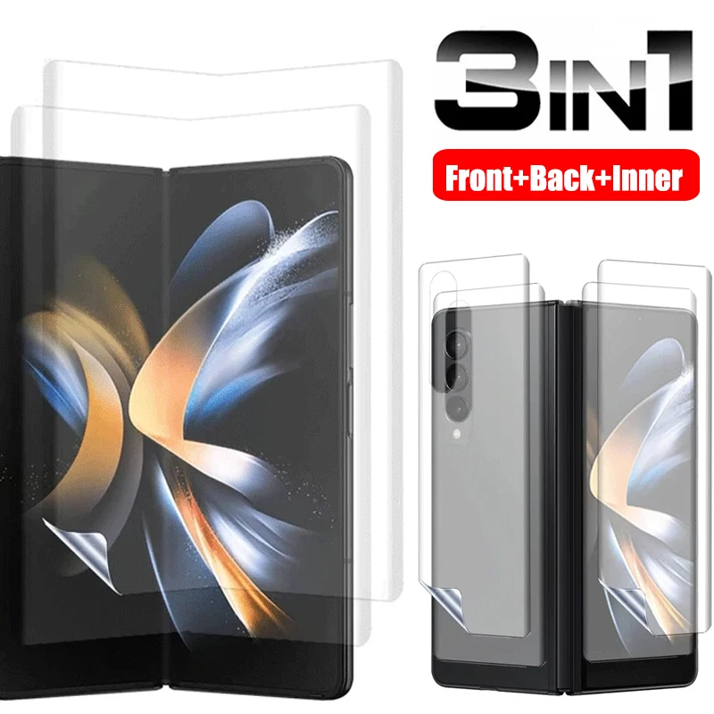 3 In1 Hydrogel Soft Film For Samsung Galaxy Z Fold4 Fold3 Full Cover Front & Back & Inner Screen Protector For Galaxy Z Fold 4 5