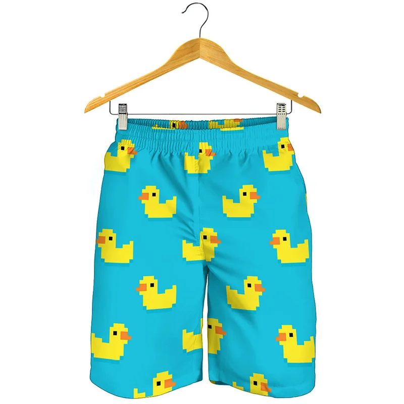 Pantalones cortos de playa con estampado 3d de pato de goma para hombres y niños, bañadores de verano, pantalones cortos deportivos frescos de