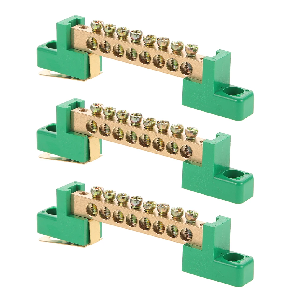 

3pcs Copper Terminal Blocks Electrical Grounding Bars Fixed Connection Strip Spacesaving Design Versatile Application