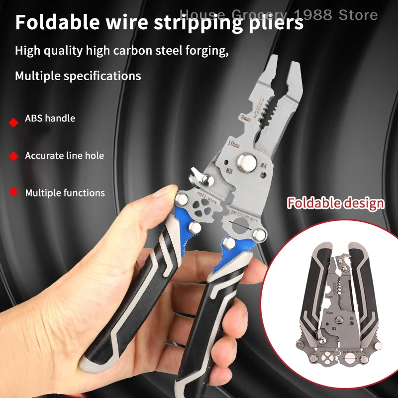 18 In 1 Crimper Cable Cutter Pliers Foldable Wire Stripper Upgraded Multifunctional For Wire Stripping Shearing Cutting Tool