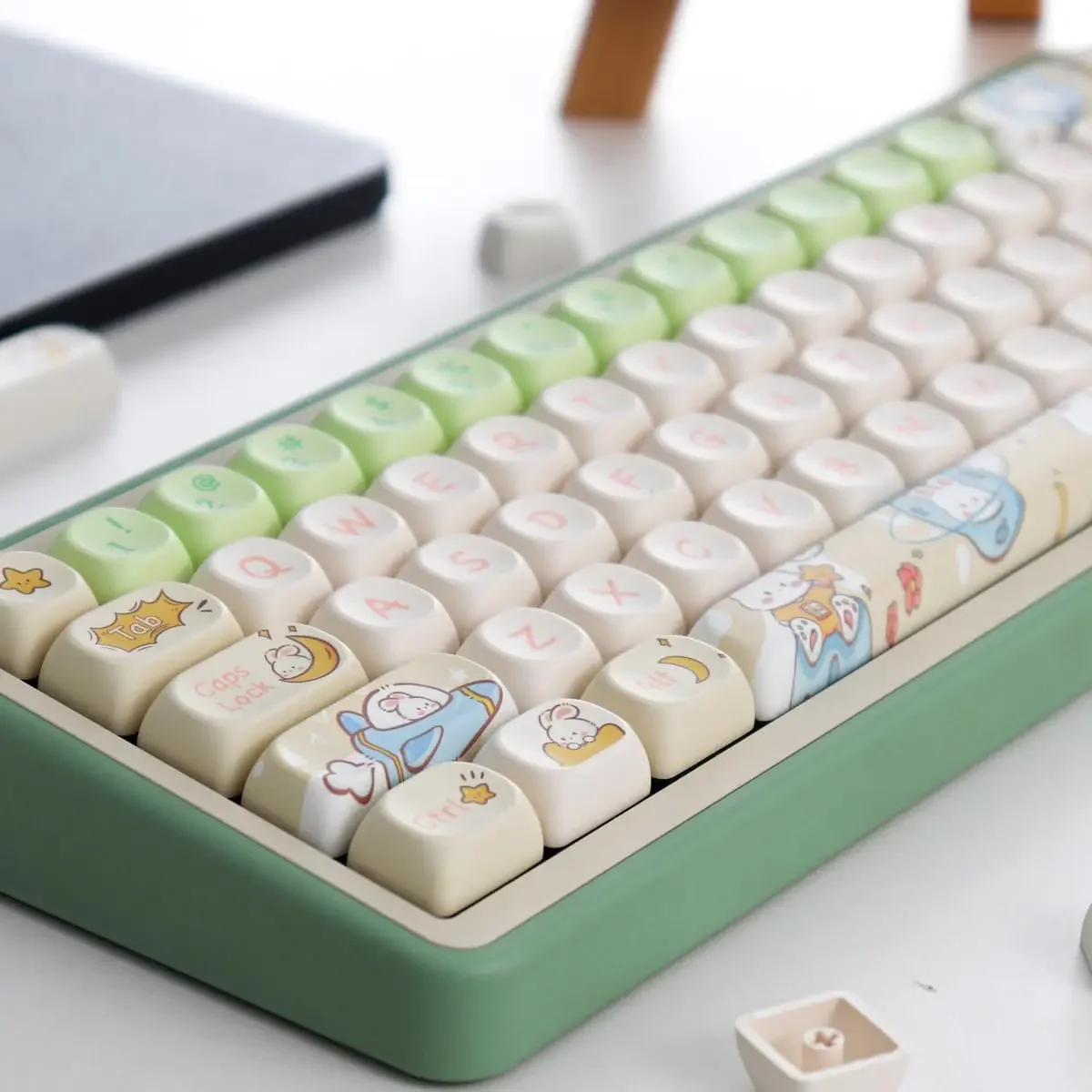 Ensemble de touches de clavier Moon Rabbit, profil MOA, mignon, 144 prédire, PBT, sublimation personnalisée, ISO ANSI, 60%, 65%, 70%