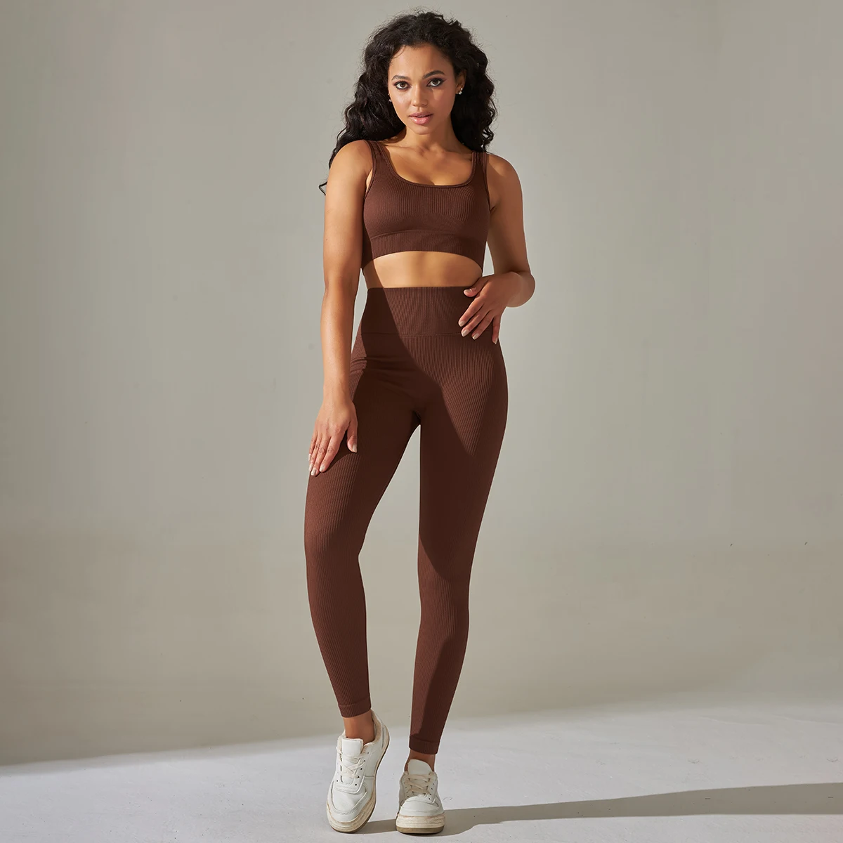 Ribbed Set Woman 2 Piece Seamless Yoga Set Gym Wear Push Up Sports Bra Leggings For Women Workout Outfit Sportswear Tracksuit