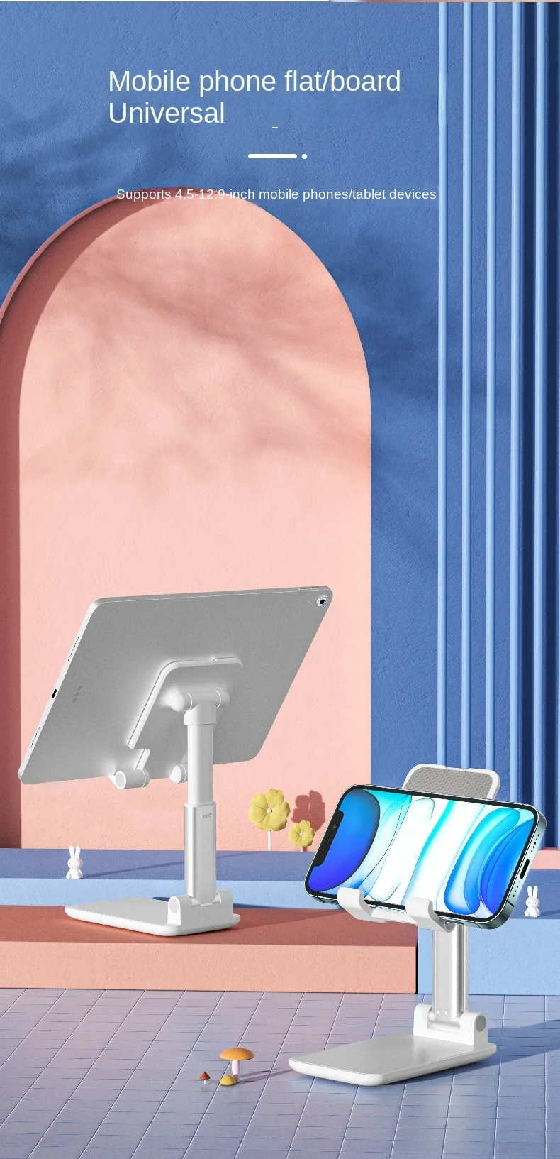 Ständer Desktop Universal Stützhalter für iPhone Samsung Xiaomi Telefon Huawei faltbar und hebend Multifunktions-Teleskop – Detail 1