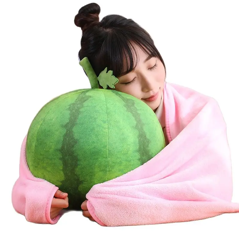 Simulation Watermelon Plush Throw Pillow Toy Cute Stuffed Plants Fruit Sofa Cushion Soft Boys Toys Adult Home Decor