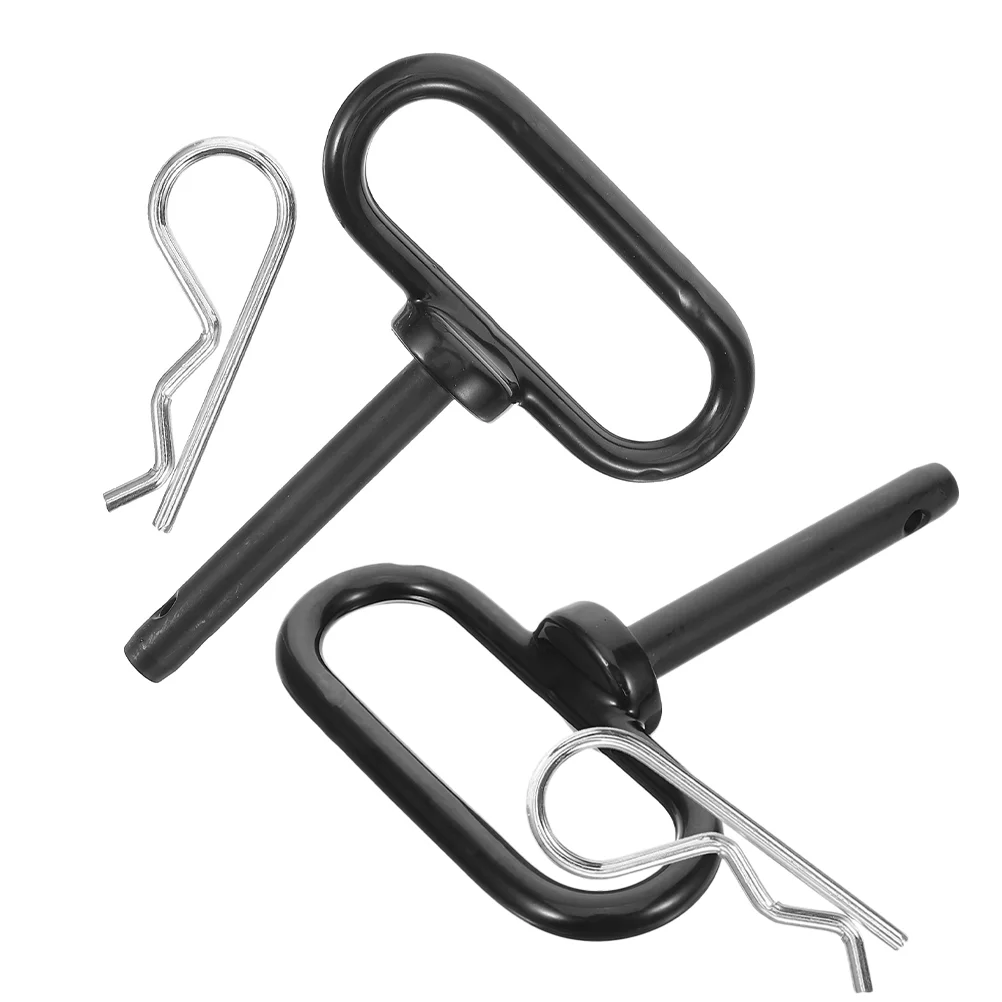 

2 Pcs Lawn Mower Black Hooks Trailer Half Inch Hitch Pin Tow Rubber Coated Red Handle Adjustable