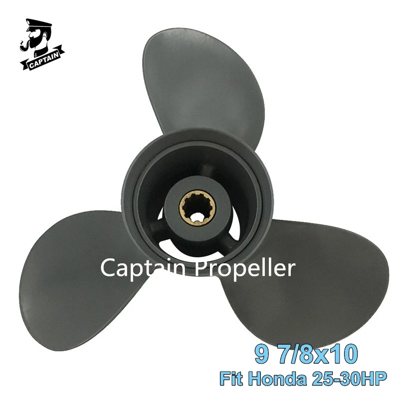 Captain Marine Propeller 9 7/8X10 Fit Honda Outboard Engine BF25 30 25HP 30HP 10 Tooth Spline Aluminum Propeller 3 Blades