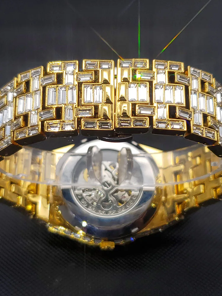 Fashion Automatic Mechanical Watch Men Hip Hop Luxury Zircon Diamonds Business Party Fashion Mens Wristwatch