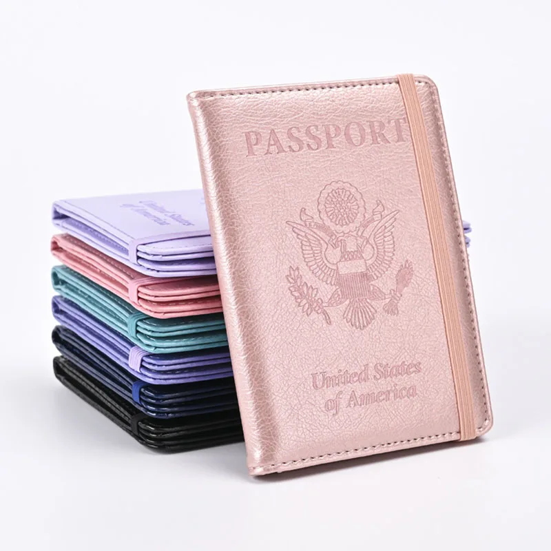 PU Leather Travel USA Passport Cover Personalised Women US American Passport Holder Case for America Men Travel Document Case