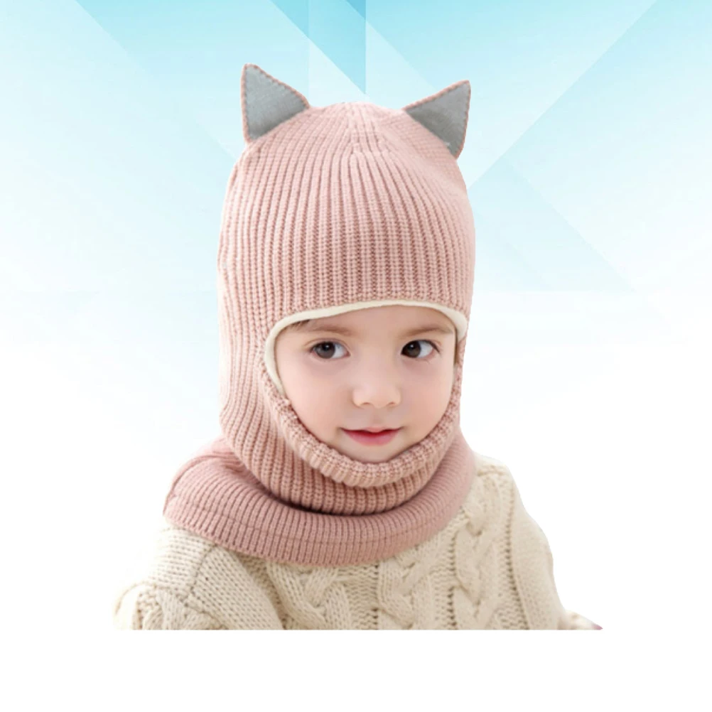 

Woolen Hat Baby Winter Knit Face Mask -piece for Boy Warm Necessary Scarf