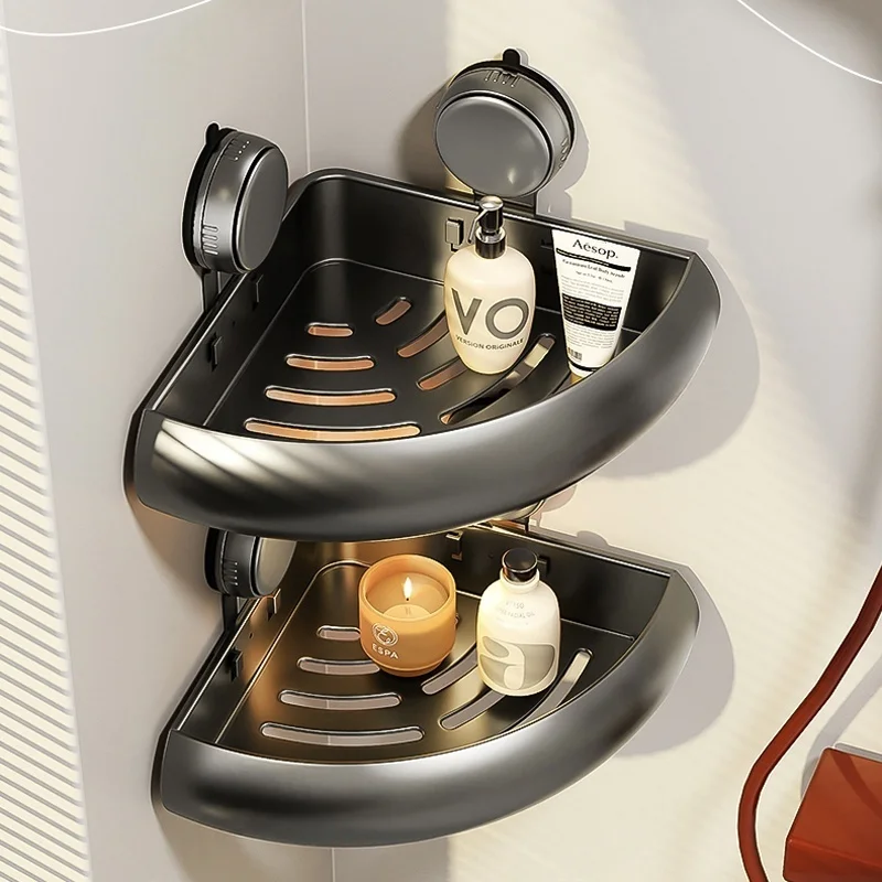 Saugnapf Badezimmer Regal Kein Bohren Wandmontage Shampoo Flasche Duschregal Toilette Lagerregal Aluminium Badezimmer Küche
