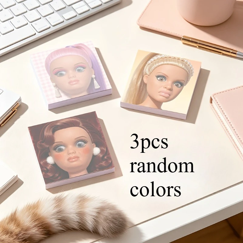150 Sheets Creative Sticky Notes,3 random colors Funny Face Dolls,2.76-Inch Sticky Note Pad,Fun Prank Gift for Exam Season