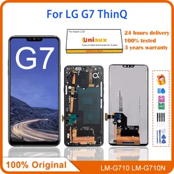 LCD 디스플레이 터치 스크린 디지타이저 교체, LG G7 ThinQ G710 G710N G710TM G710EM 배터리 커버, 6.1 인치 오리지널