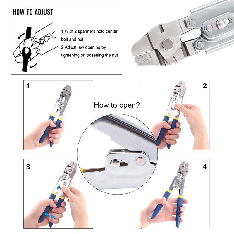 Wire Rope Crimping Fishing Swaging Tool Cable Ferrule Crimps up to 2.2mm Aluminum Tube Double Barrel Ferrule Loop Sleeve