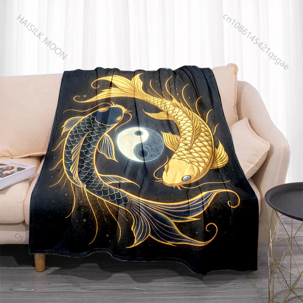 1PC Blue octopus with golden suckers Print Blanket Flannel Material Soft Warm for All Seasons Home Outdoor Camping Picnics RV