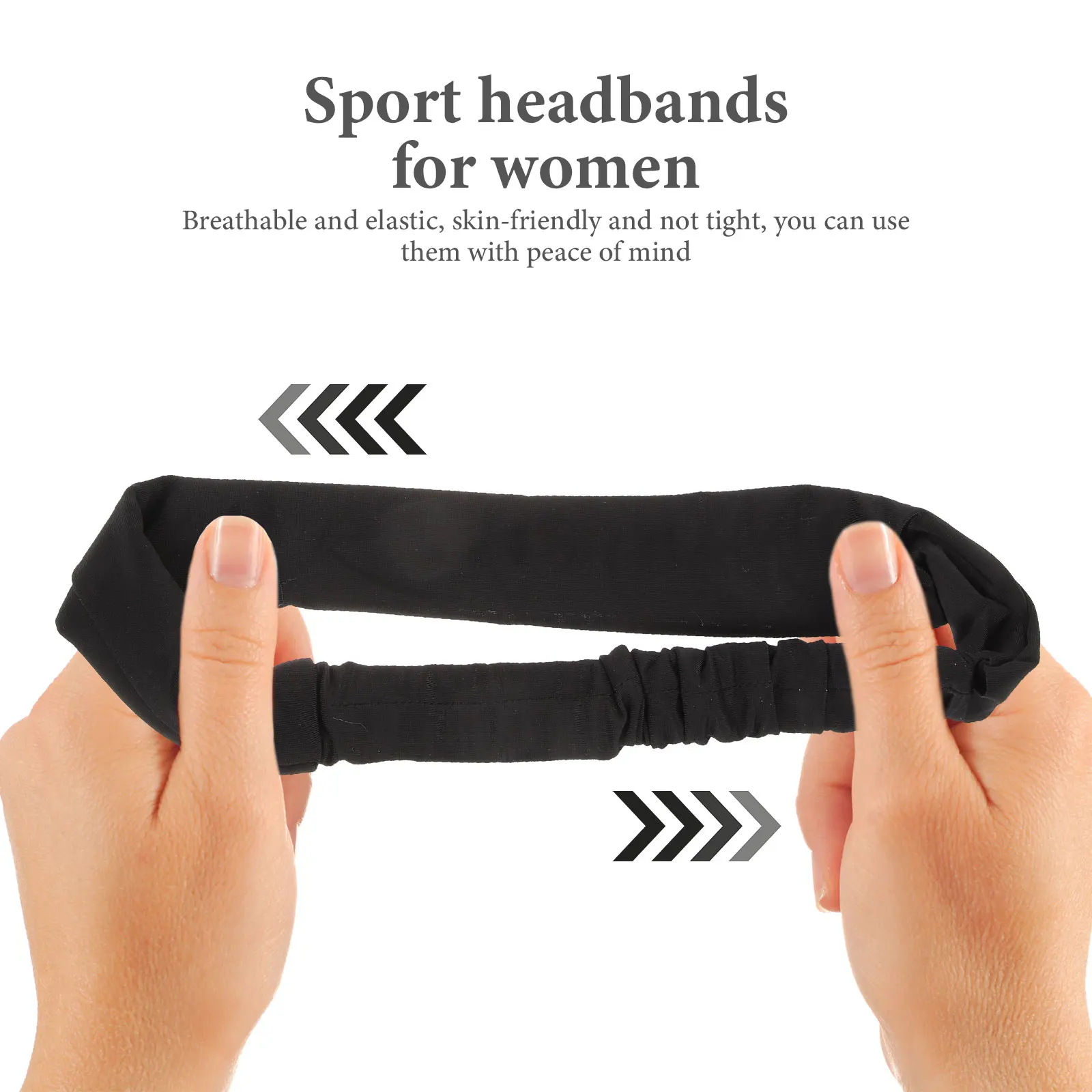 

2pcs Sports Headband Running Women Workout Yoga Elastic Sweatbands Breathable Hairbands Fitness Accessories Black Grey