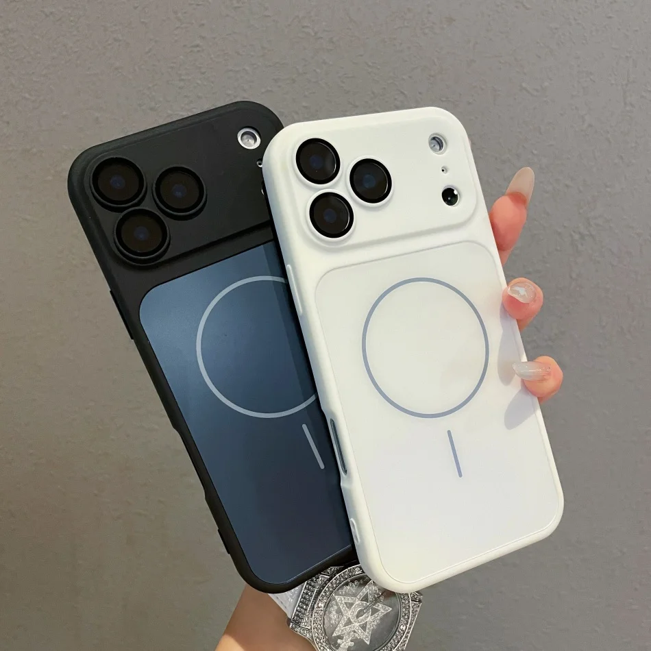 الفاخرة إطار كبير زجاجي عدسة حماية جراب هاتف جديد آيفون 17 الهواء 16 15 14 13 12 11 برو ماكس 17 برو المغناطيسي PC الغلاف الصلب