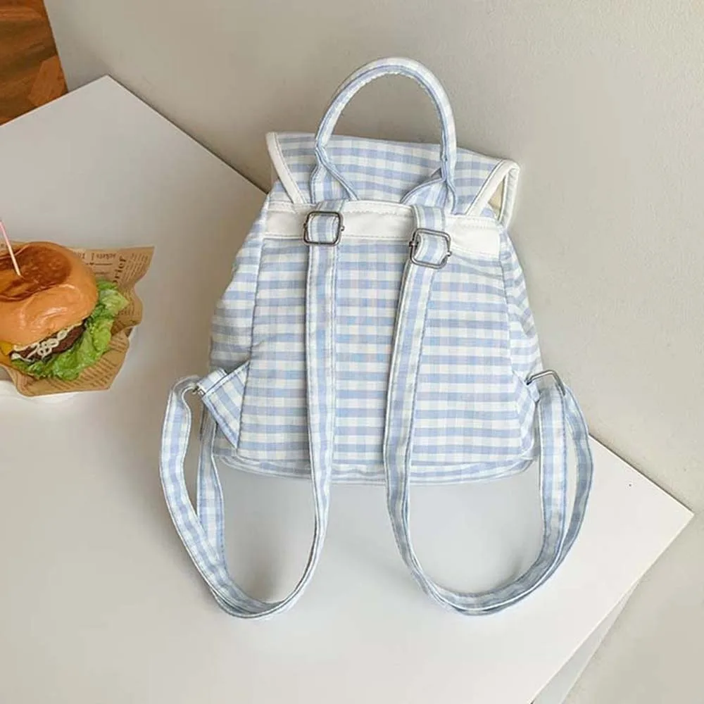 حقيبة ظهر كورية حلوة برباط على شكل فيونكة لمنع الخدش للنساء حقيبة مدرسية يومية من البوليستر قابلة للطي مطرزة على شكل جرو منقوشة حقيبة نهارية