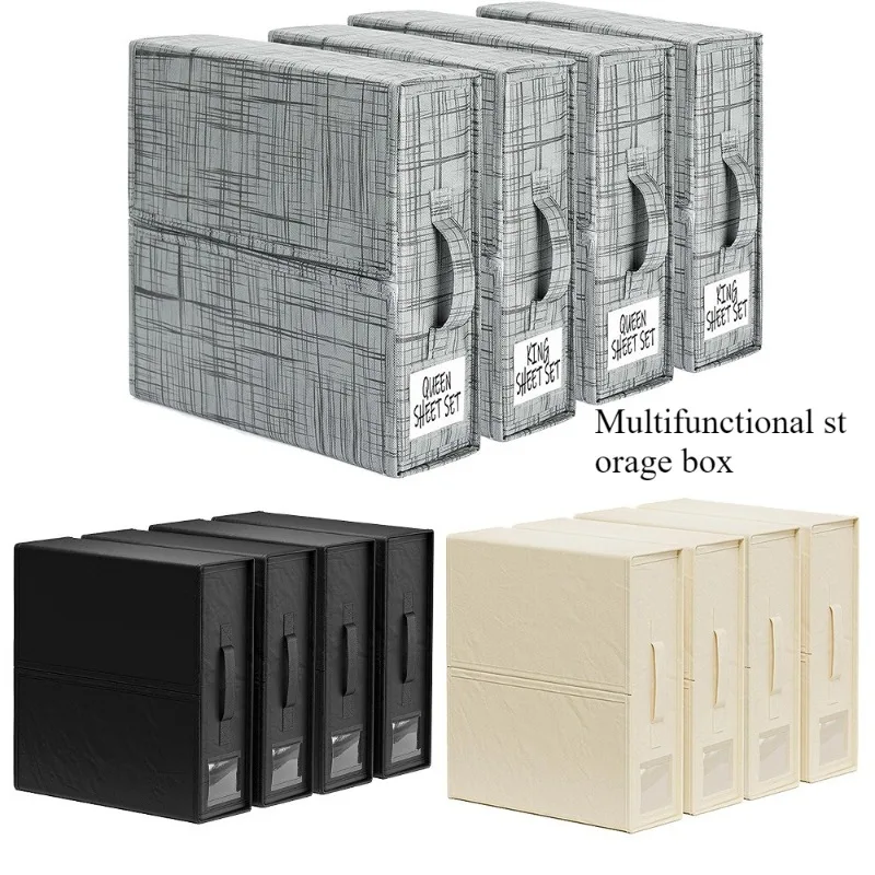 

Foldable Storage Box with Handles - Large Clothes Organizer for Blankets/Seasonal Wear, Collapsible Fabric Bin for Home storage