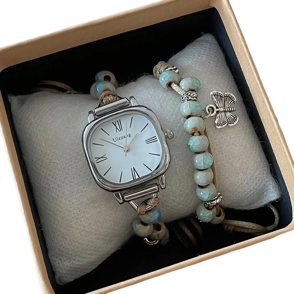 

Retro Chinese style watch women's, square simple light luxury Mori literary women's watch