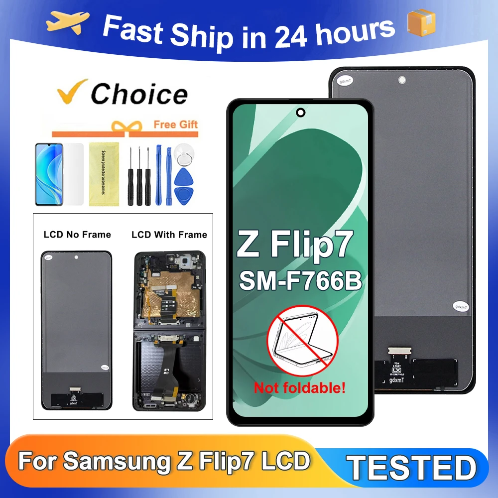 Tested Z Flip7 5G For Samsung For Z Flip 7 F766B F766B/DS F766U F766U1 LCD Display Touch Screen Digitizer Assembly Replacement