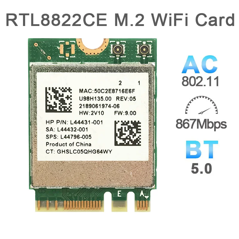 

RTL8822CE Wireless Network Card 2.4G/5G Dual Band Gigabit Wifi Bluetooth 5.0 M.2 NGFF Interface Wifi Wireless Module