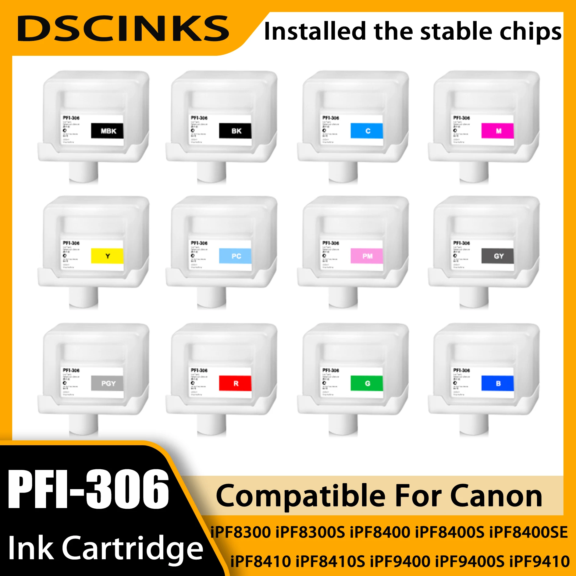 

1 комплект PFI-206, замена для PFI206, многоразовый картридж с чипом для принтера Canon imagePROGRAF iPF6400 iPF6400S iPF6450