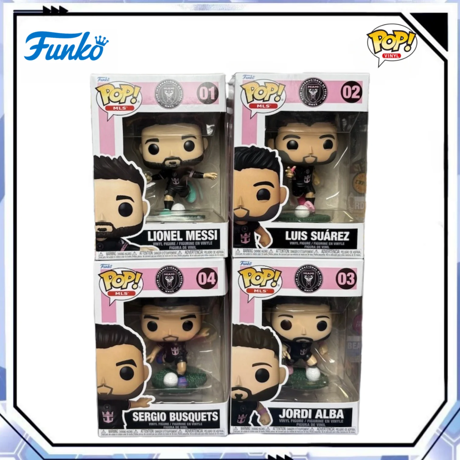 Figura Funko Pop de la Copa Mundial MLS de Lionel Messi, Luis Suárez, Jordi Alba y Sergio Busquets, Edición Limitada Oficial, Regalo