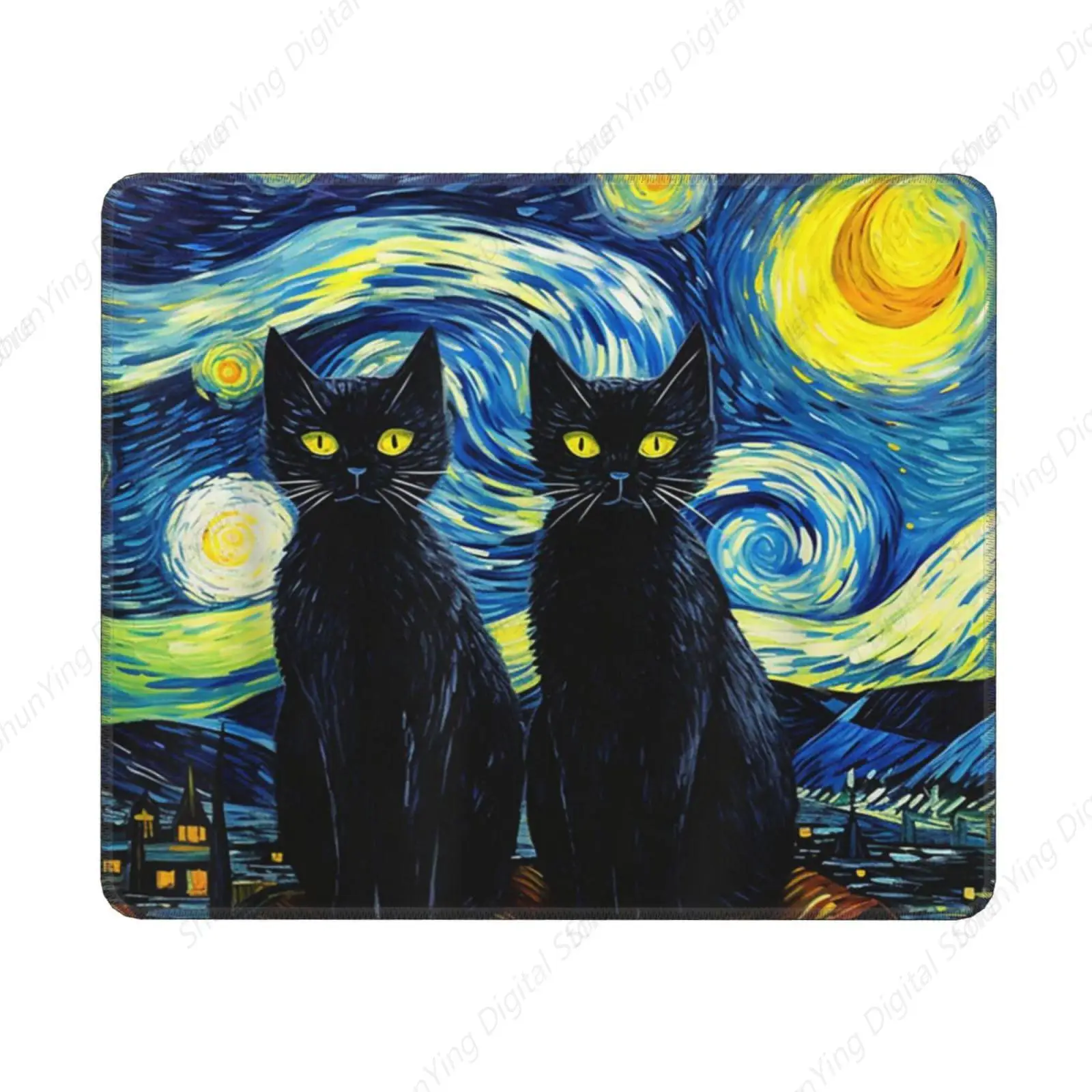 

Black Cat Square Art Mouse Pad Office Computer Mouse Pad Laptop Non Slip Rubber Base Mouse Pad Gift 18*22cm