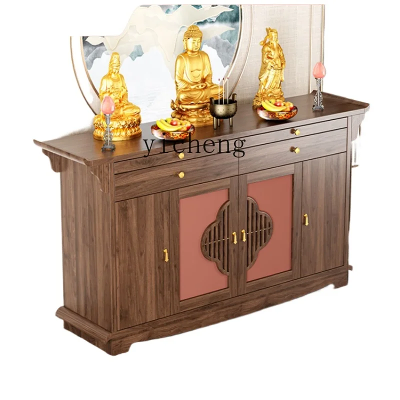 ZF Buddha Shrine Cabinet Home God of Wealth for Position Guanyin Buddha Worship Cabinet Worship Table