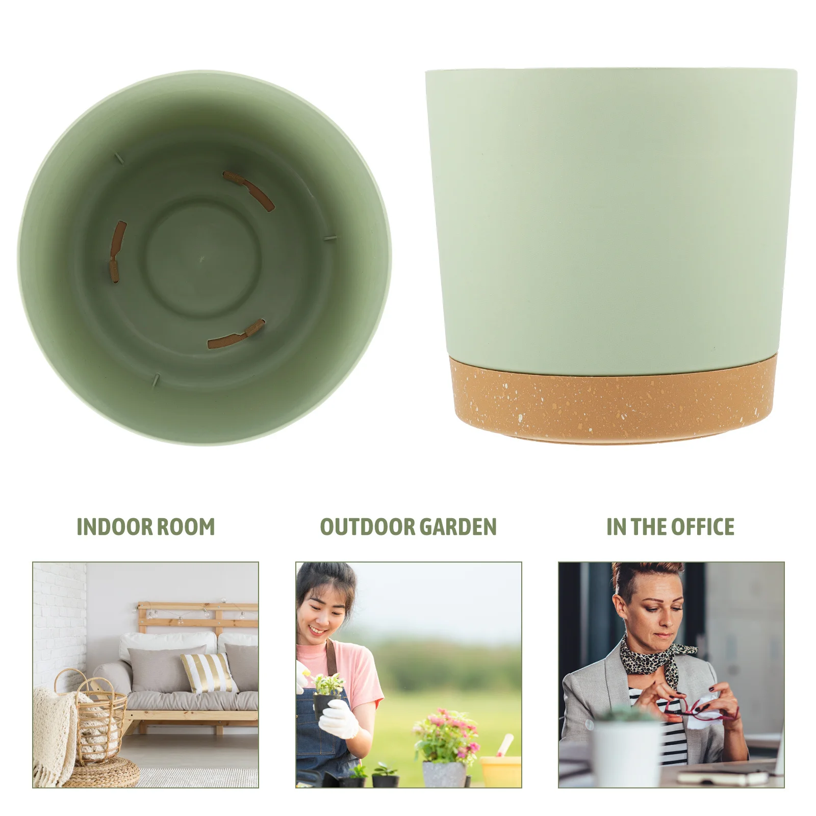 

2Pcs Flower Pots with Tray 8 Inch Planters for Indoor Plants Resin Material Small Plant Pots for Home Office Garden Decor