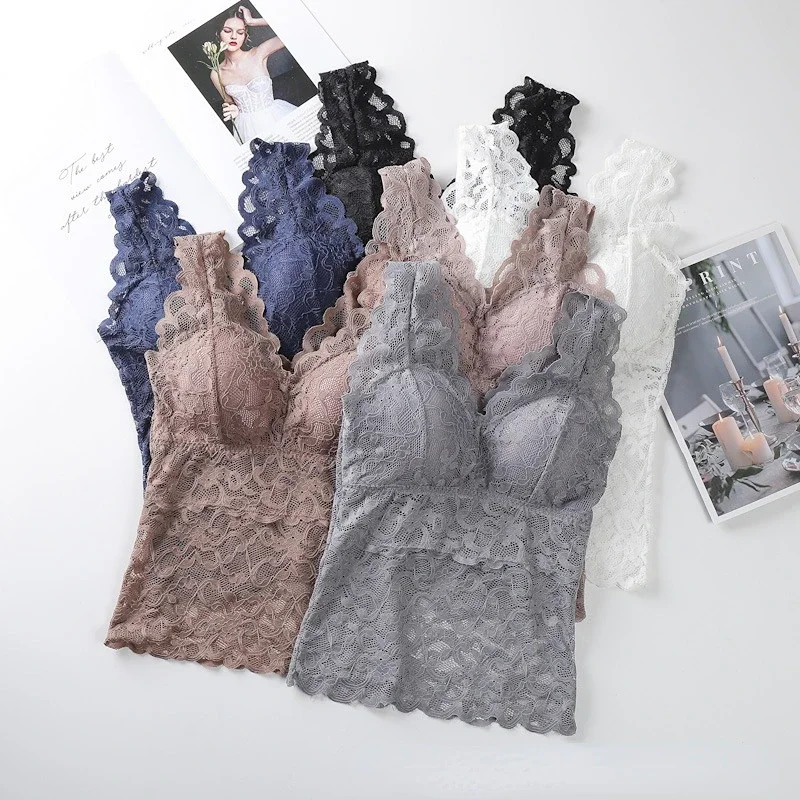 

Модный тонкий топ-бюстгальтер без рукавов с V-образным вырезом, кружевной, с вырезами, на бретельках, для ношения под одеждой