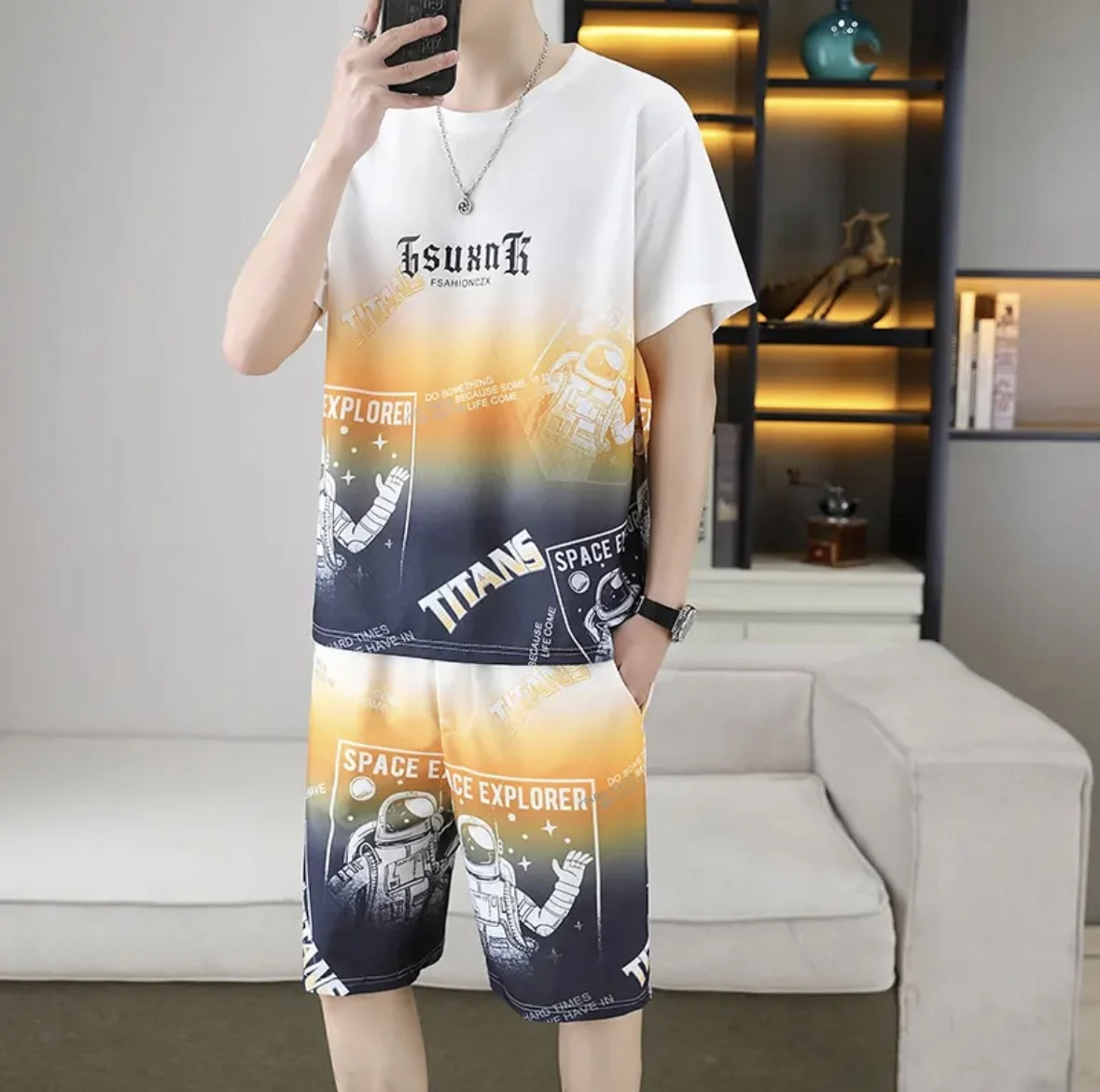 

Summer Men's Sets Fashion Tracksuit Men Short Sleeve T Shirts+Sport Shorts Suit Men Casual Men Clothing Mens Joggers Sets