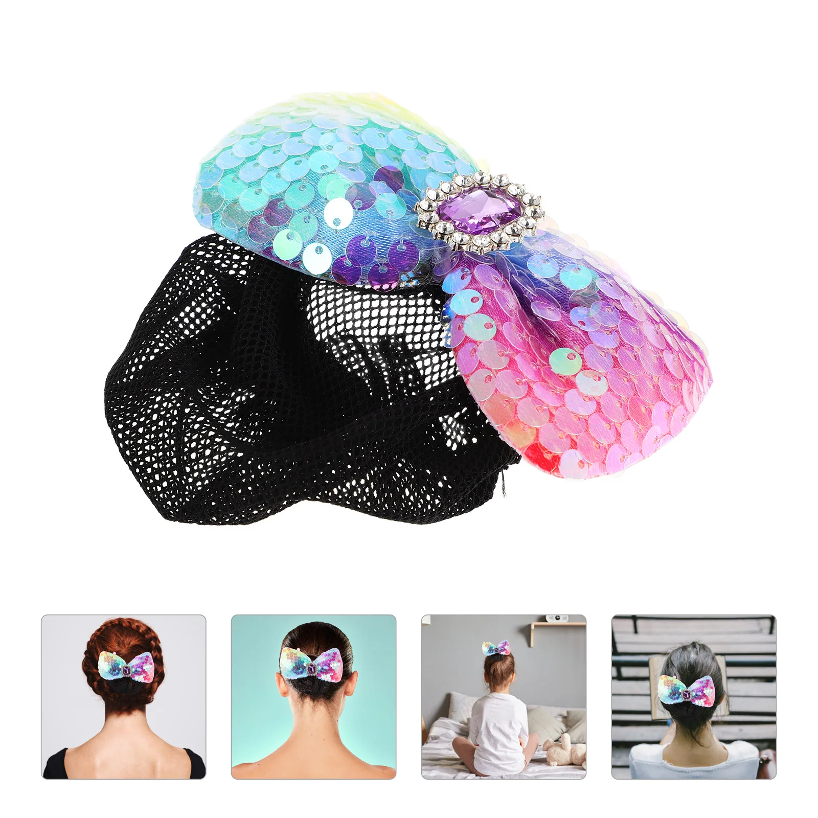 

Colorful Sequin Hairnet Ballet Dance Hair Bun Cover for Secure Hair Accessories Bun Cover for