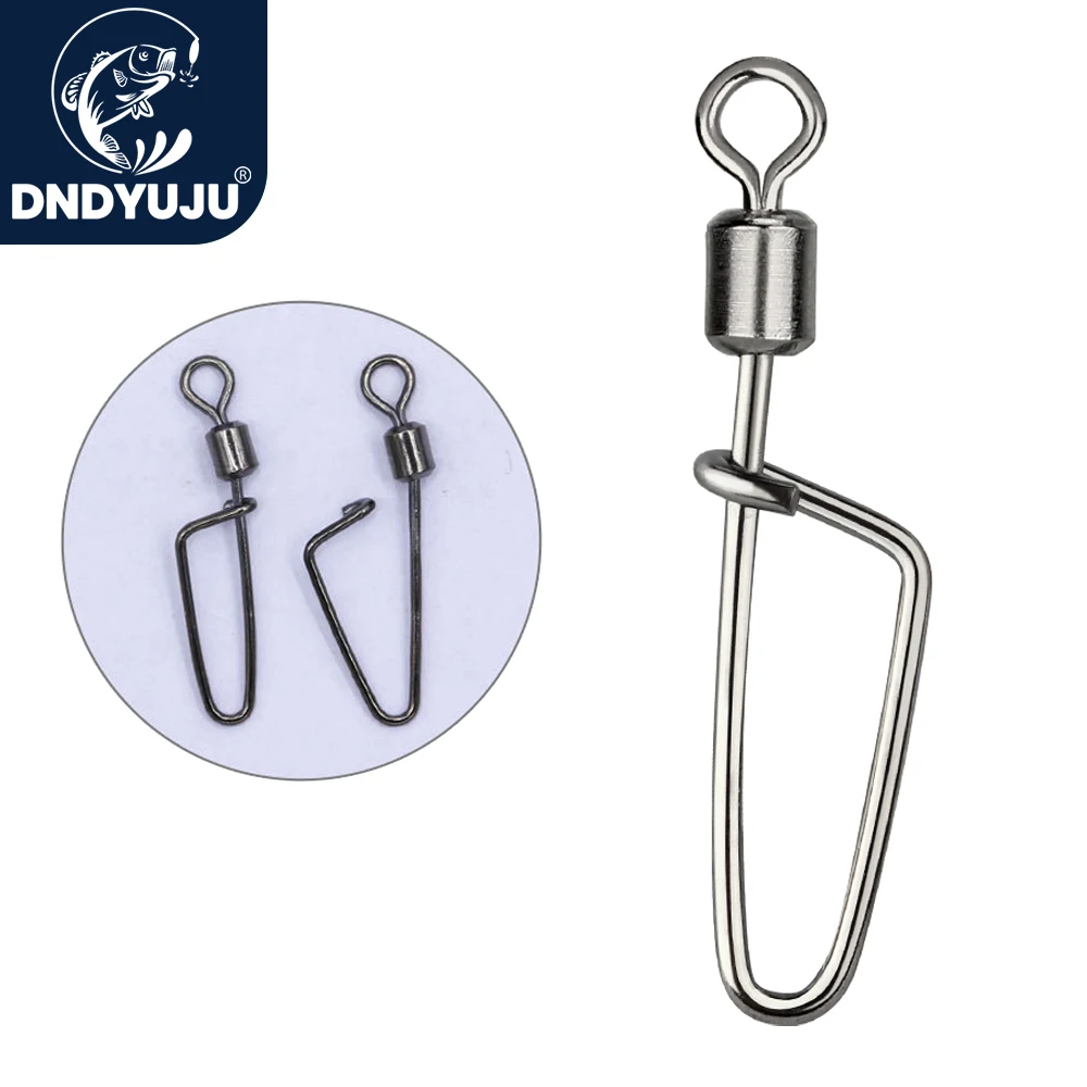 DNDYUJU 50-200pcs Fishing Barrel Rolling Swivel Stainless Steel Fishing Lure Snap Fishhook Quick Circular Pin Fishing Tackle