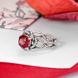 Valentine's Day Red Series S925 Sterling SilverRed Heart Charm Bow Ring Heart Necklace Fit Bracelet DIY for Women Jewelry Gift