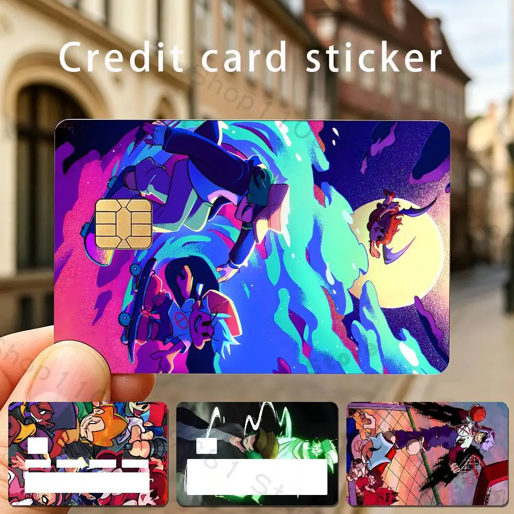 F-Friday N-Night Funkin Holographic Laser Shinny Film Skin Cover Sticker for Debit Credit Card Bank Card