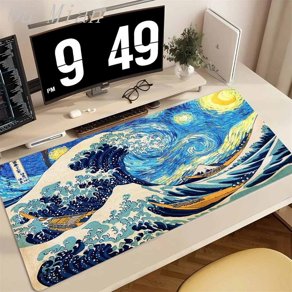 

Большой игровой коврик для мыши, японский коврик для мыши ONAMICHI, нескользящая резиновая основа, коврик для клавиатуры XXL, компьютерные аксессуары для офиса и дома