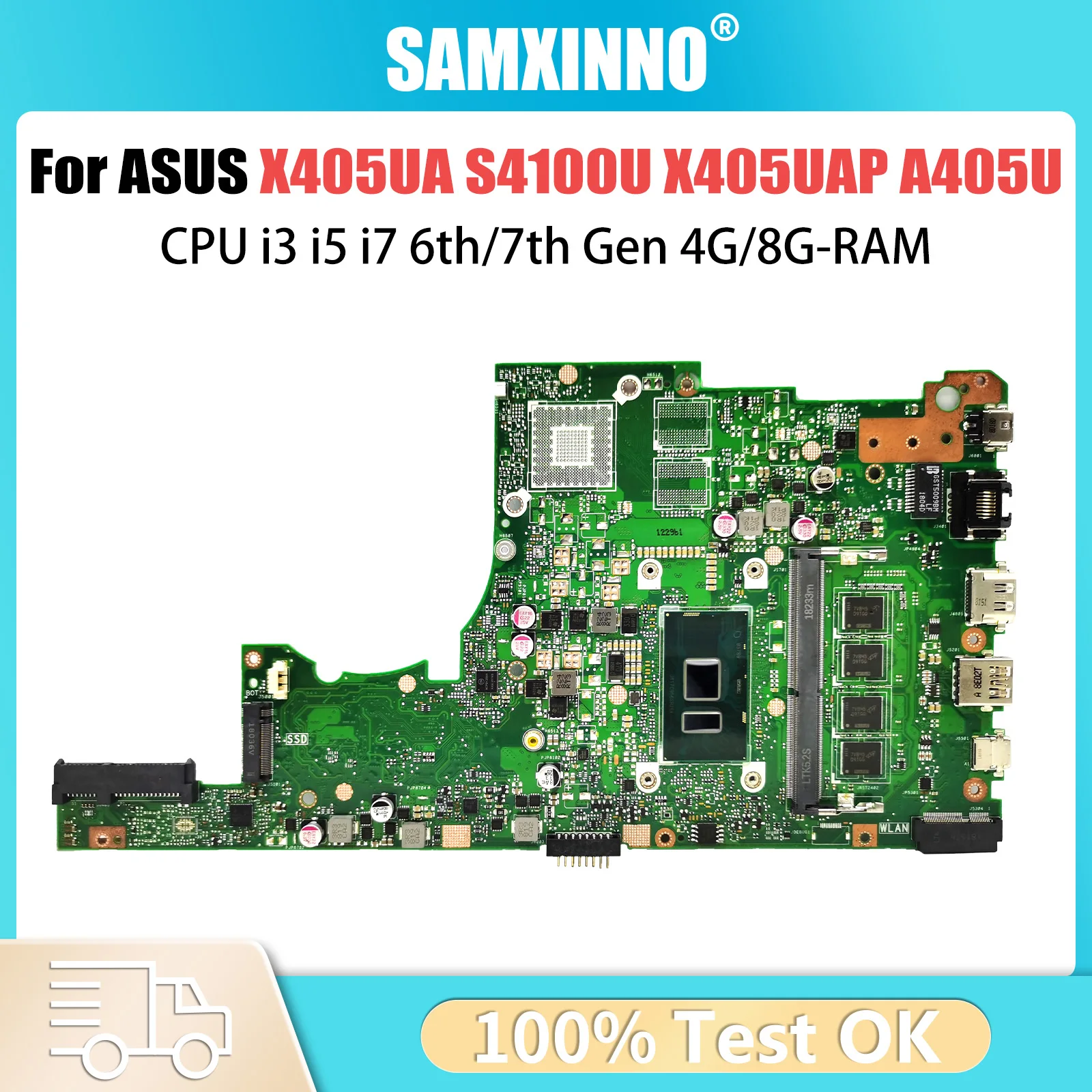 X405UA For Asus S4100U X405UAP X405UR X405UB A405U V405U S405U K405U X405UQ Mainboard CPU i3 i5 i7 6th/7th Gen 4G/8G-RAM