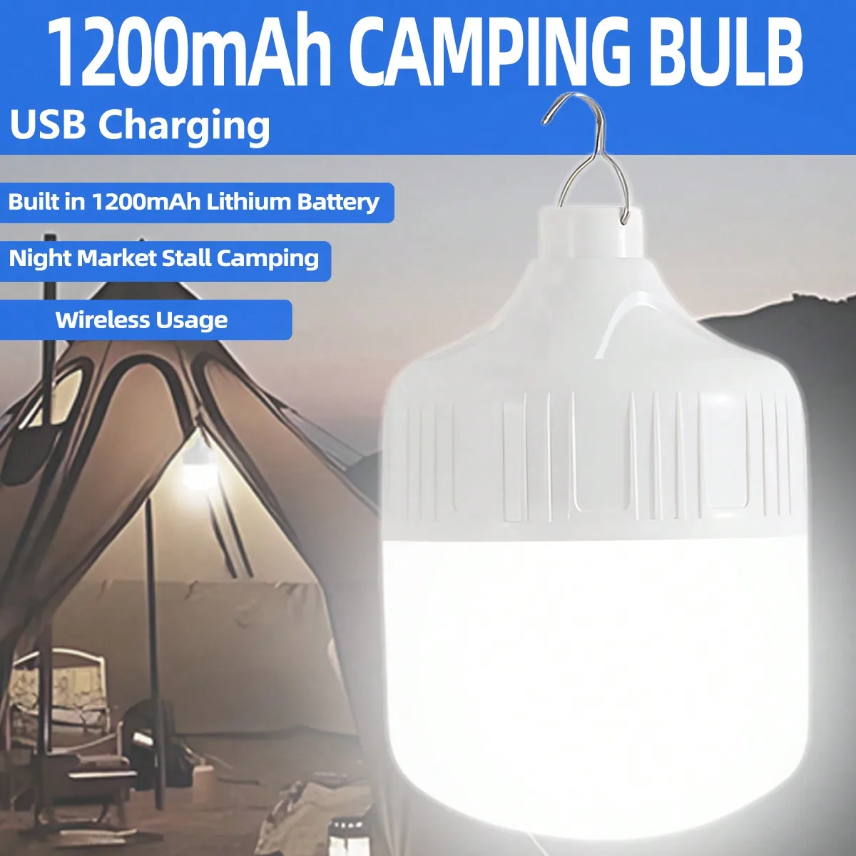 

500mAh Camping Light, Rechargeable USB LED Bulb, Portable Emergency Lamp For Tent, Working Light