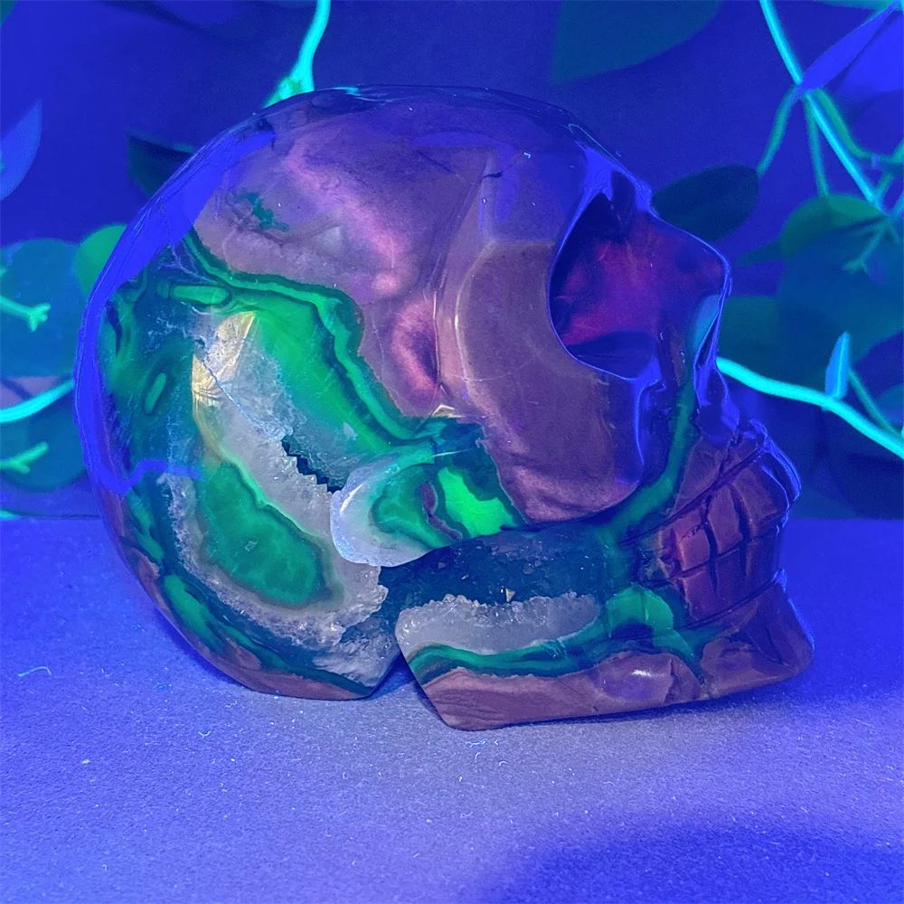 Volcano Agate Skull Crystal Natural Stone Quartz Minerals Home Decoritems Reiki Gifts Energy Healing Lucky Auspicious Love