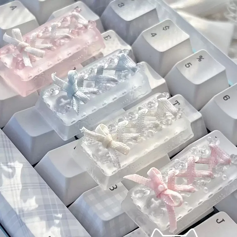 Ballet Ribbon Theme Keycap Custom Resin Original Handmade Cherry Profile R4 2U Backspace Cap Translucent for Mechanical Keyboard