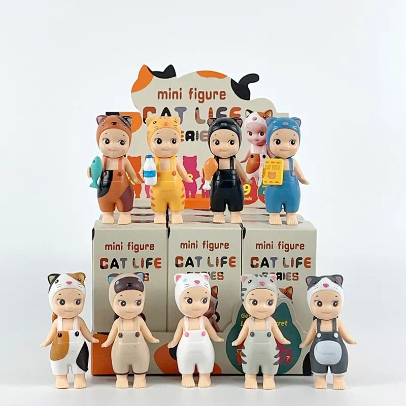 Gato caixa cega sonny anjo gatos vida figuras de ação brinquedos ornamentos bonecas fãs crianças presente