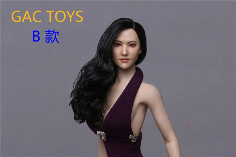 GACTOYS GC015 여성 군인 아시아인 아름다운 머리 조각, 긴 곱슬 머리, 12 인치 액션 피규어 바디 핏, 1/6 체중계