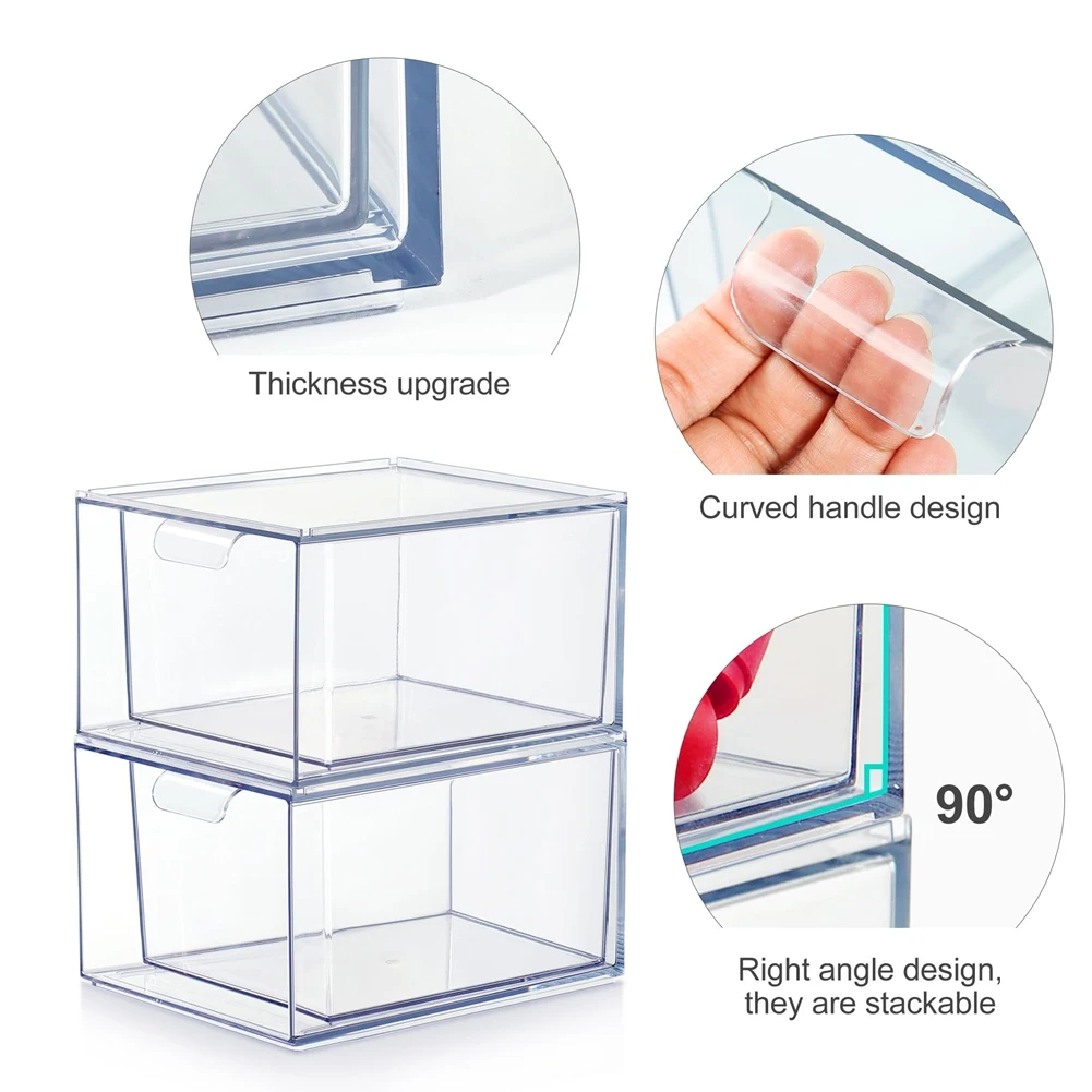 

AC76-2PCS K Cup Organizer Coffee Pod Storage Container Stackable Drawers For Creamer Suger Coffee Bar Organizer