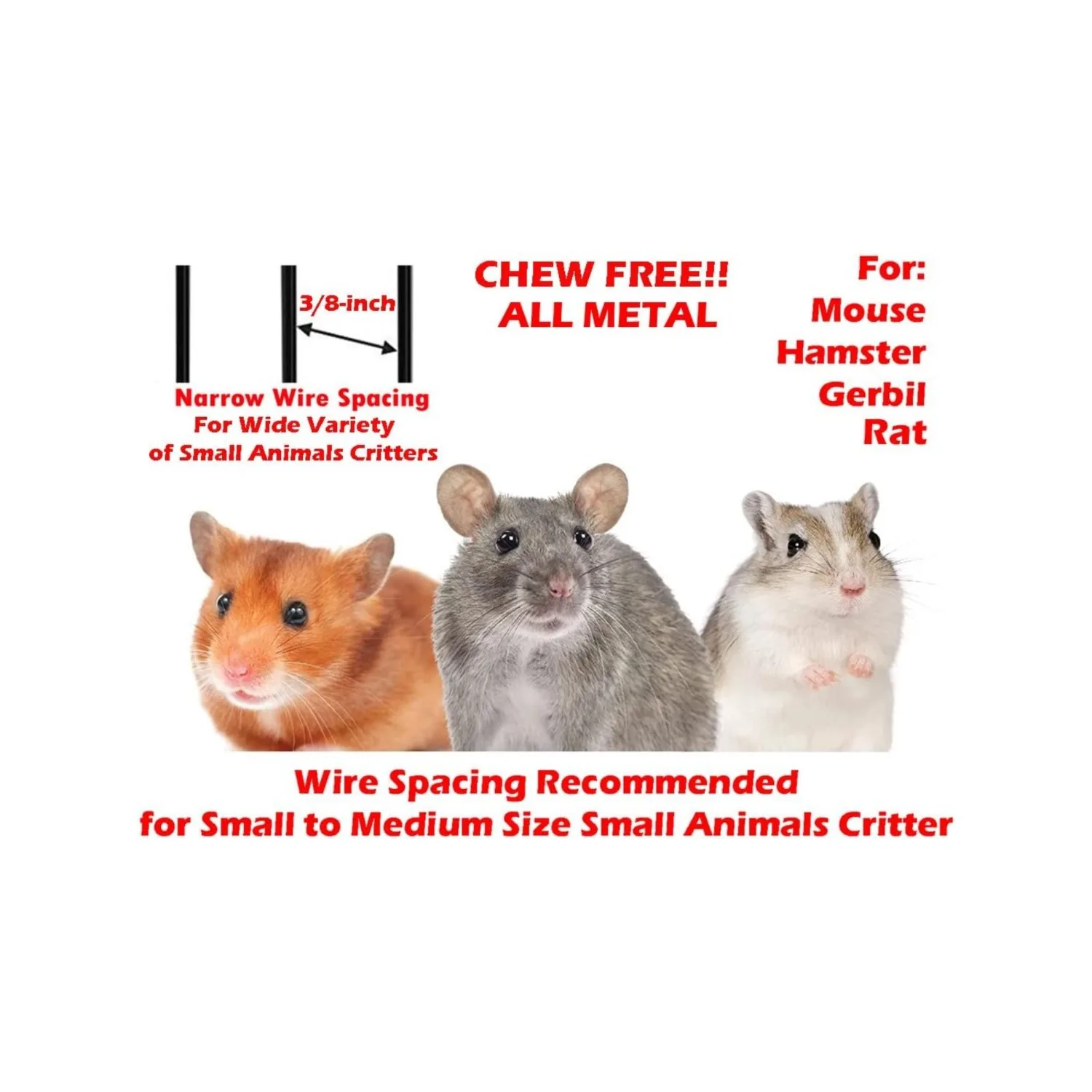 3-Level Foldable Ferret Glider Rats Animal Chew Free Metal Carrier Travel Cage Tight 3/8 Inch Wire Spacing Prevent Escape