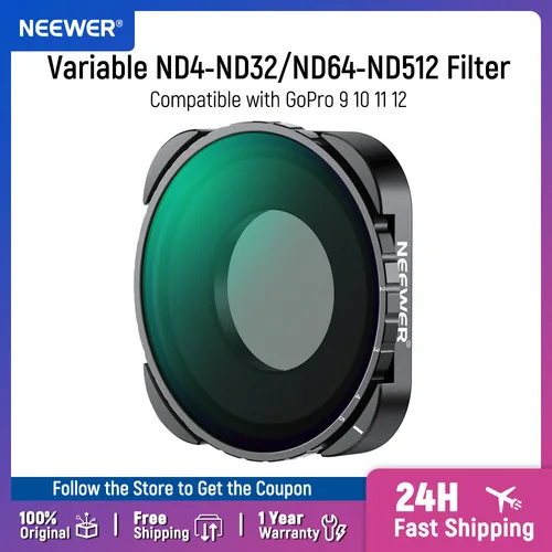Nuevo filtro de ND4-ND32 Variable NEEWER 2-5 paradas filtro ND Variable con vidrio óptico HD multicapa para GoPro 9 10 11 12 13