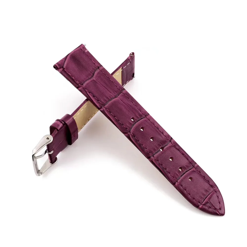 10/12/14/16/18/20mm Purple Slub Leather Strap Hot Sale Strap in Stock