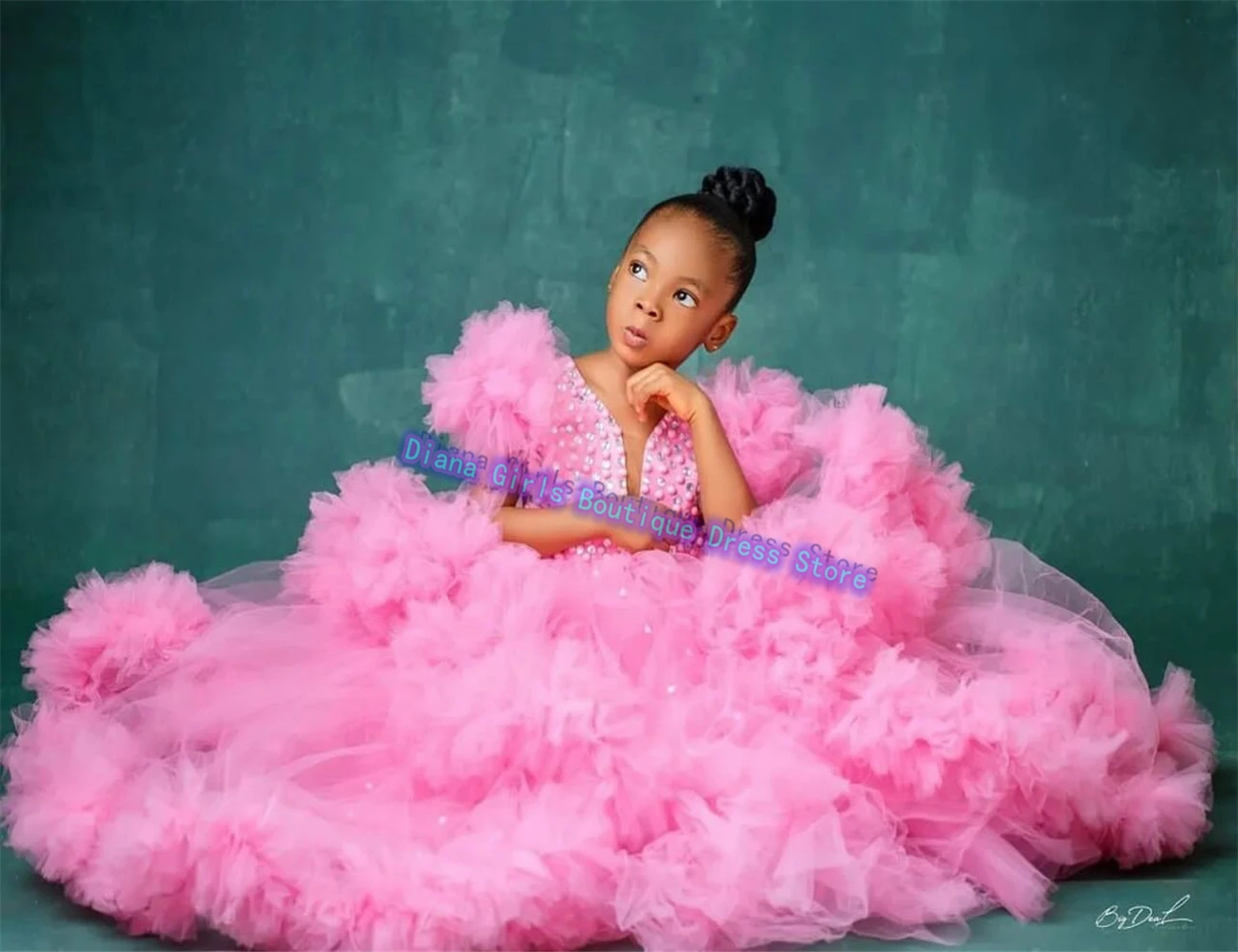 Customized Gorgeous Pink Flower Girl Dress Tulle Fluffy for Wedding Little Girls Birthday Party Gowns Ball Evening Dresses