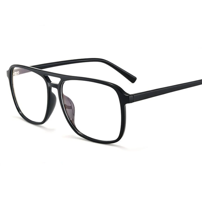 Square Finished Myopia Glasses Anti-blue light Big Frame Double Beam Myopes Lunettes Diopter 0 -0.5 -0.75 -1.0 -2.0 -2.5 T -6.0